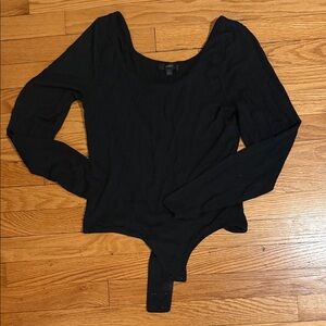 J.crew black scoop neck long sleeve modal blend body suit sz L large